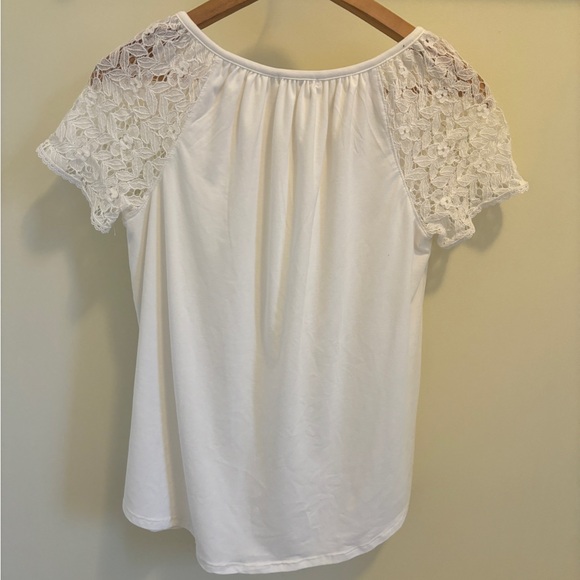 Ardene White Blouse with Lace Detailing and Tie Neck - Picture 4 of 4